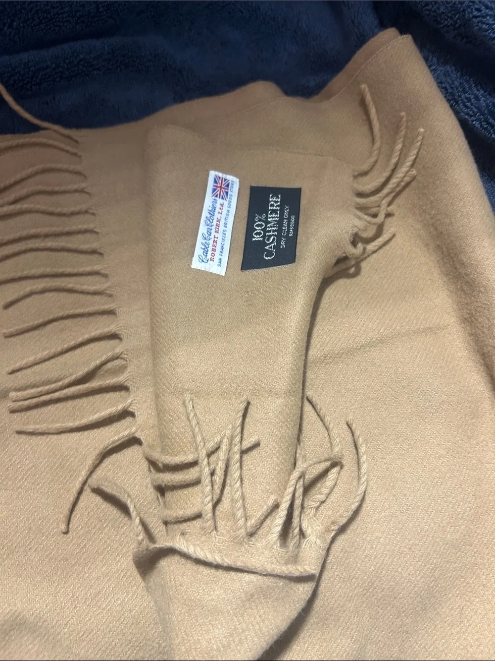 Coble & Clothiers Camel 100% Cashmere Scarf